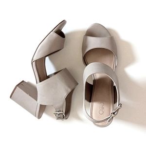Open Toe Buckle Strap Block Heels